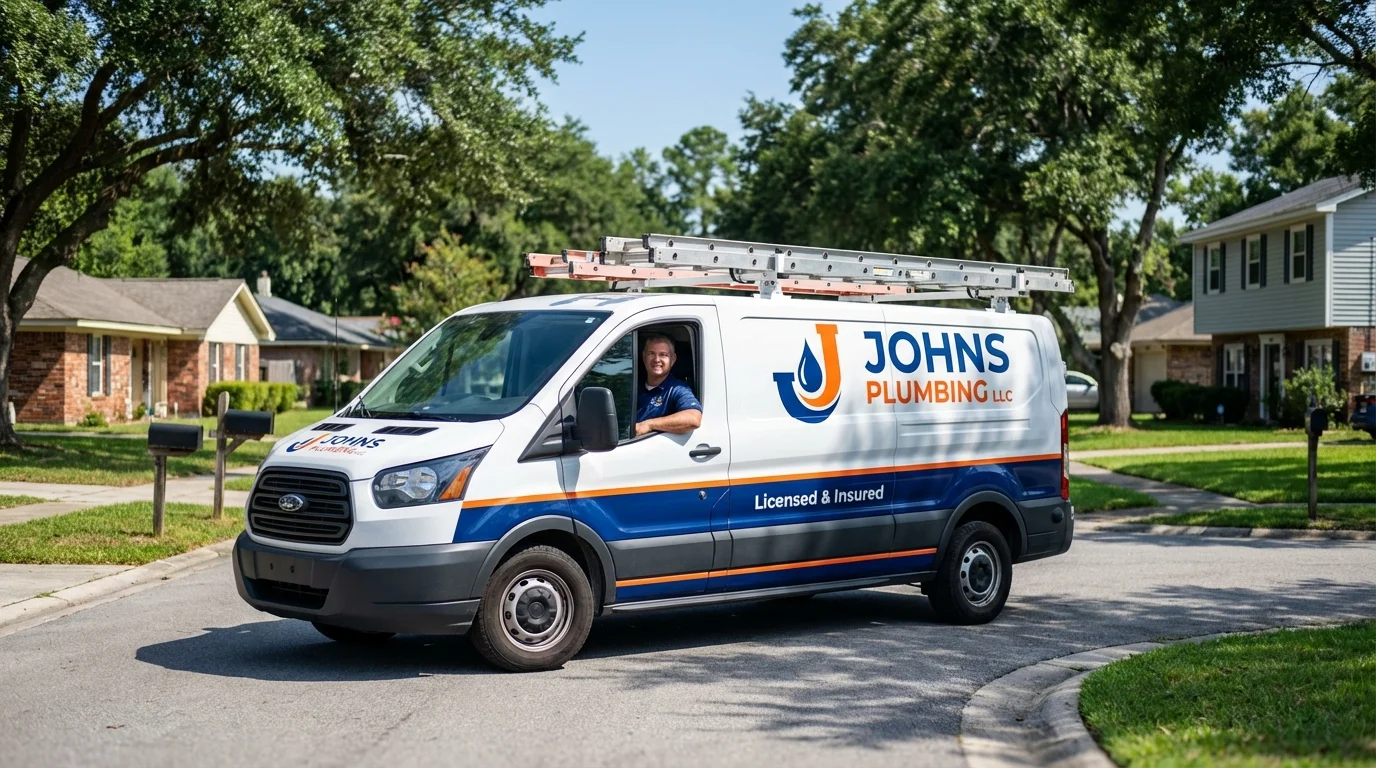 Johns Plumbing LLC service van in Dunbar, PA