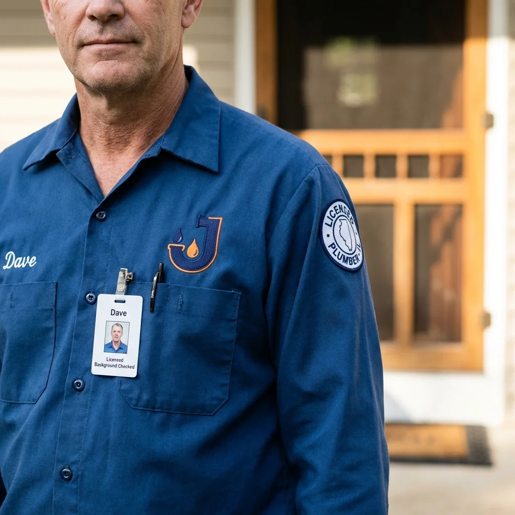 Licensed plumber showing ID badge in Dunbar, PA