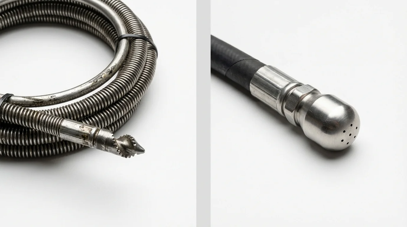 Drain snake cable and hydro jetting nozzle used for drain cleaning in Dunbar, PA